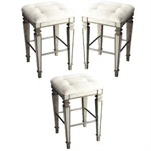 Home Square 30&quot Square Bar Stool in Mirror - Set of 3