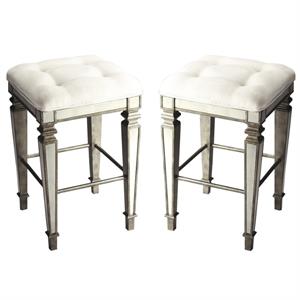Home Square 30&quot Square Bar Stool in Mirror - Set of 2