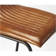 Home Square Leather and Metal Counter Stool in Brown - Set of 2