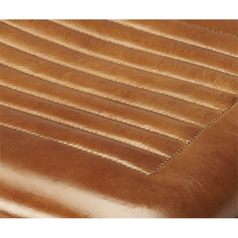 Home Square Leather and Metal Counter Stool in Brown - Set of 2