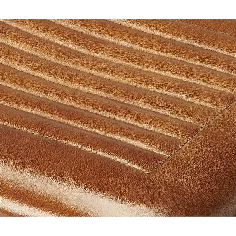 Home Square Leather and Metal Counter Stool in Brown - Set of 3