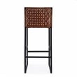 Home Square Urban Woven Leather Bar Stool in Brown - Set of 3
