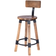 Home Square Wood & Metal Counter Stool in Beige - Set of 3