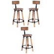 Home Square Wood & Metal Counter Stool in Beige - Set of 3