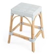 Home Square Twilight Blue & White Rattan Counter Stool - Set of 3