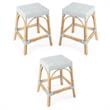 Home Square Twilight Blue & White Rattan Counter Stool - Set of 3