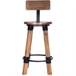 Home Square Wood & Metal Counter Stool in Beige - Set of 2