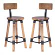 Home Square Wood & Metal Counter Stool in Beige - Set of 2