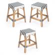Home Square Navy & White Rattan Counter Stool - Set of 3