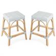 Home Square Twilight Blue & White Rattan Counter Stool - Set of 2
