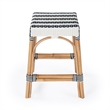 Home Square Navy & White Rattan Counter Stool - Set of 2