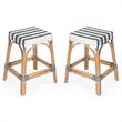 Home Square Navy & White Rattan Counter Stool - Set of 2