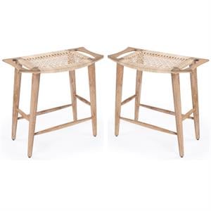 home square tristan natural wood & rattan counter stool