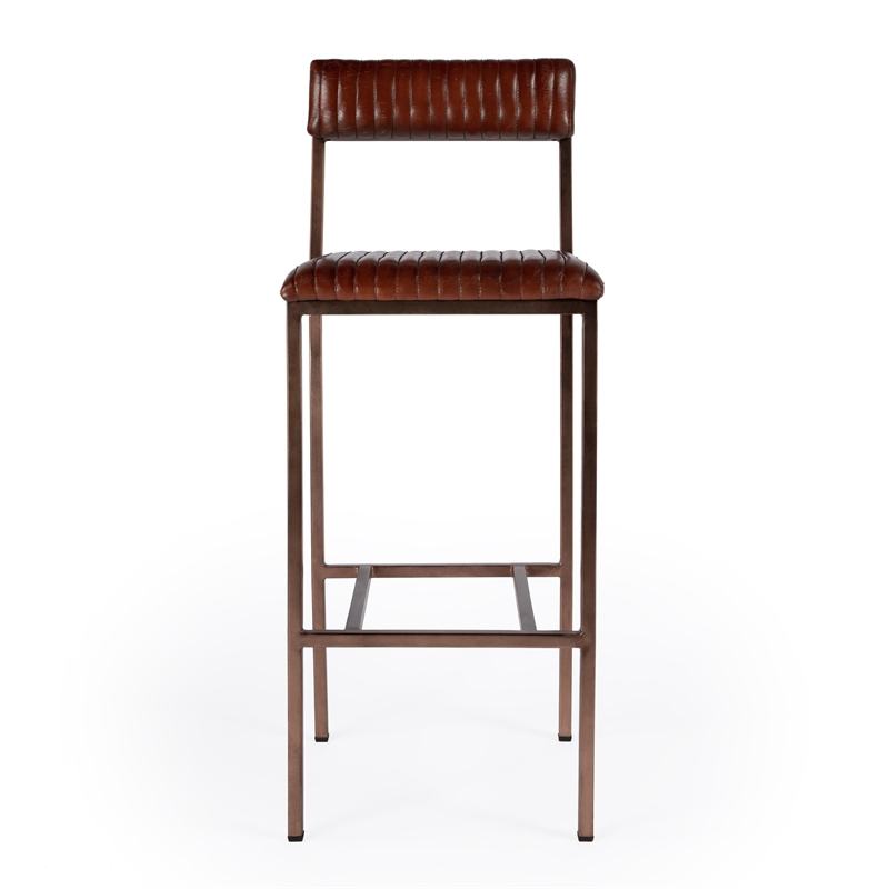 Home Square Iron and Leather Cushioned Bar Stool - Set of 3