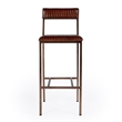 Home Square Iron and Leather Cushioned Bar Stool - Set of 3