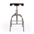 Home Square Leather Adjustable Bar Stool in Black - Set of 3