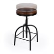 Home Square Leather Adjustable Bar Stool in Brown - Set of 3