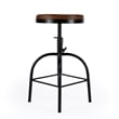 Home Square Leather Adjustable Bar Stool in Brown - Set of 3