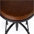 Home Square Leather Adjustable Bar Stool in Brown - Set of 3