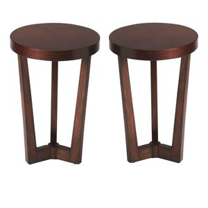 Home Square 24&quotH Transitional End Table in Dark Brown - Set of 2