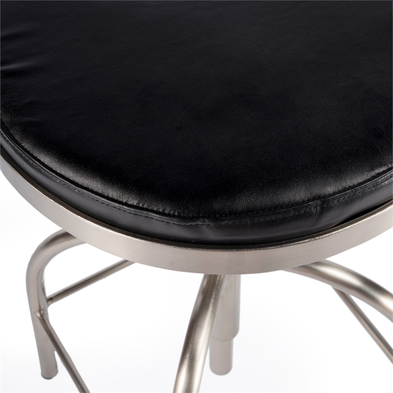 Home Square Black Leather Adjustable Bar Stool - Set of 2