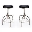 Home Square Black Leather Adjustable Bar Stool - Set of 2