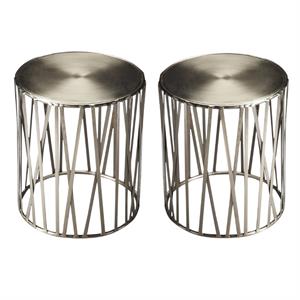 Home Square Industrial Chic End Table in Iron - Set of 2