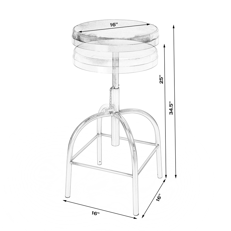 Home Square Brown Leather Adjustable Bar Stool - Set of 2