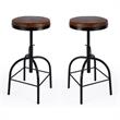 Home Square Brown Leather Adjustable Bar Stool - Set of 2