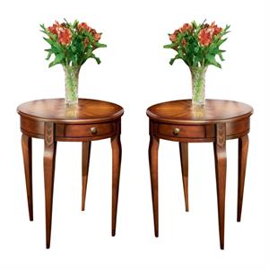 home square round end table in plantation cherry - set of 2