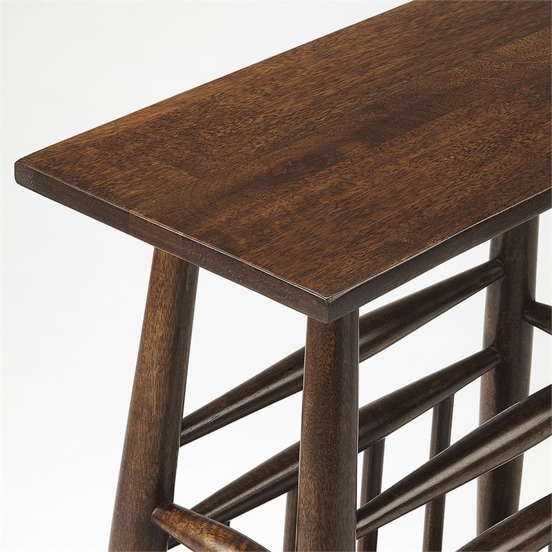 Home Square Magazine Rack End Table in Dark Brown - Set of 2