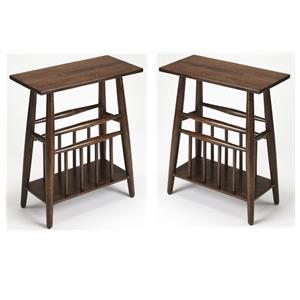 Home Square Magazine Rack End Table in Dark Brown - Set of 2
