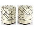 Home Square Accent End Table in Black & White Bone Inlay - Set of 2