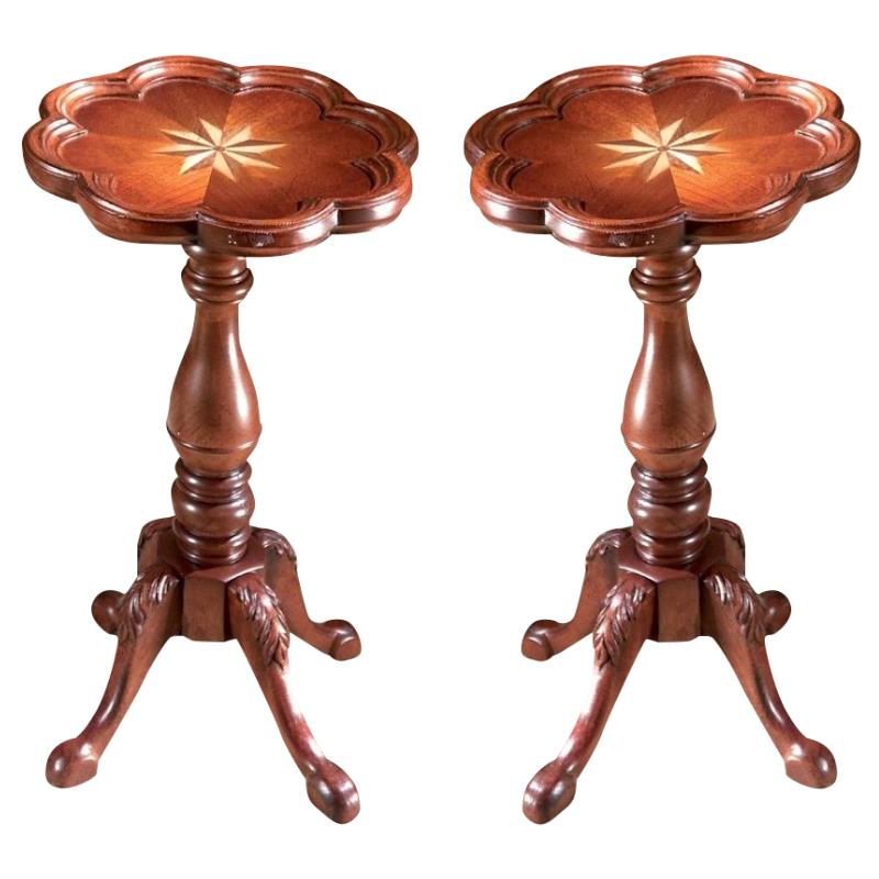 Home Square Round Accent Scatter Table in Plantation Cherry - Set of 2