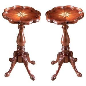 Home Square Round Accent Scatter Table in Plantation Cherry - Set of 2
