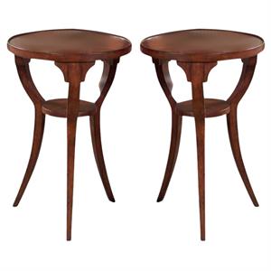Home Square 24&quotH Traditional Round Accent Table in Plantation Cherry - Set of 2