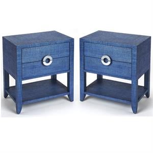 Home Square 28&quotH Modern End Table in Ocean Blue Finish - Set of 2