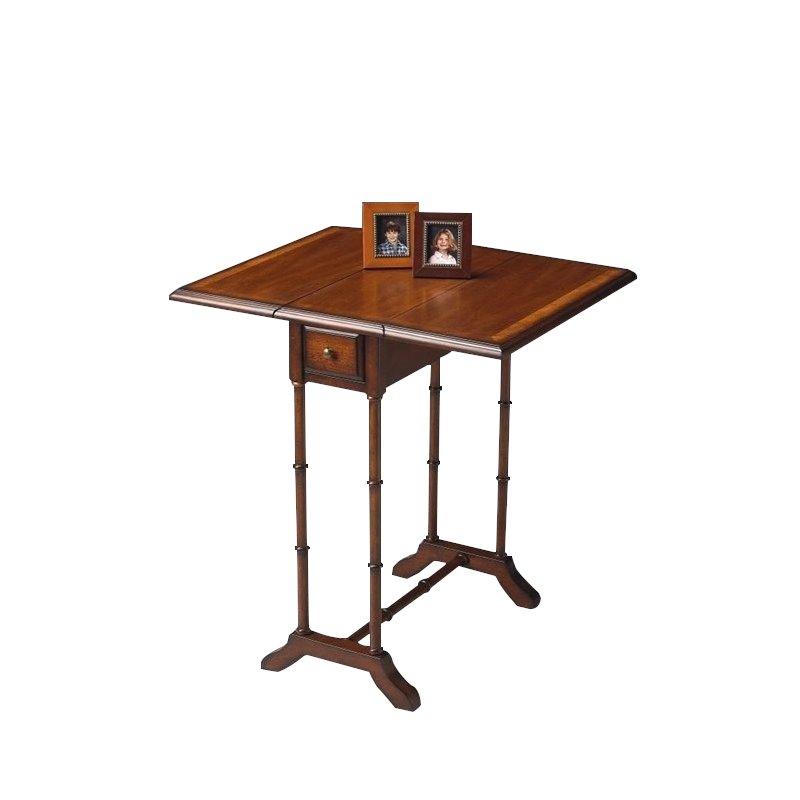 Home Square Transitional Drop Leaf End Table in Umber - Set of 2