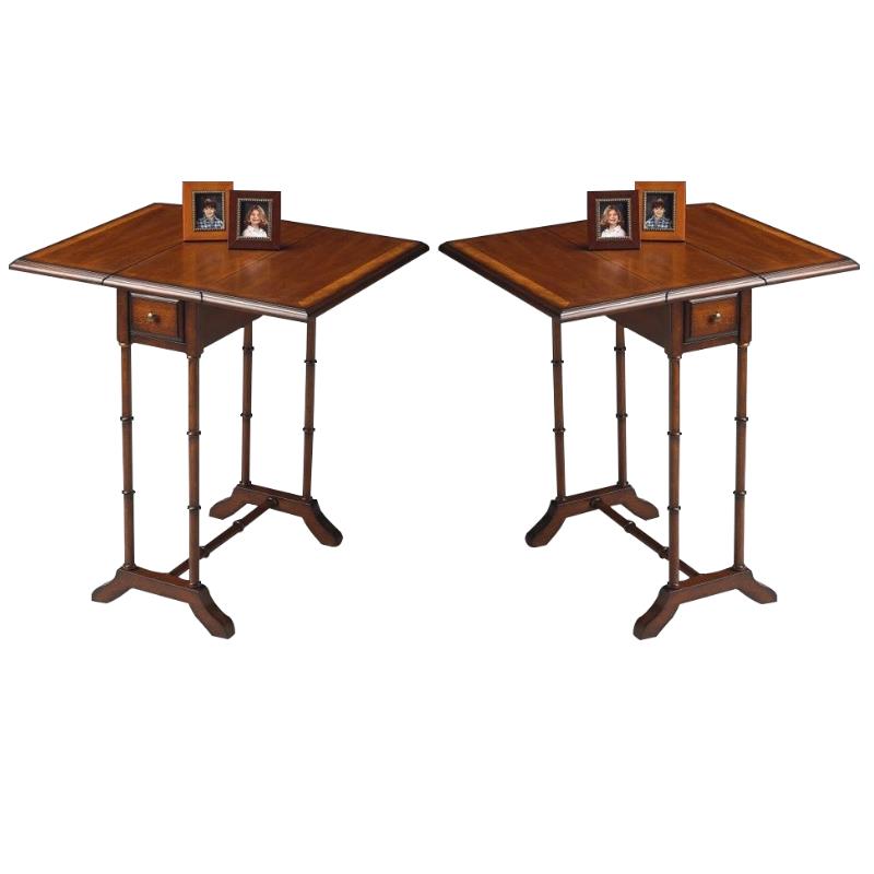 Home Square Transitional Drop Leaf End Table in Umber - Set of 2