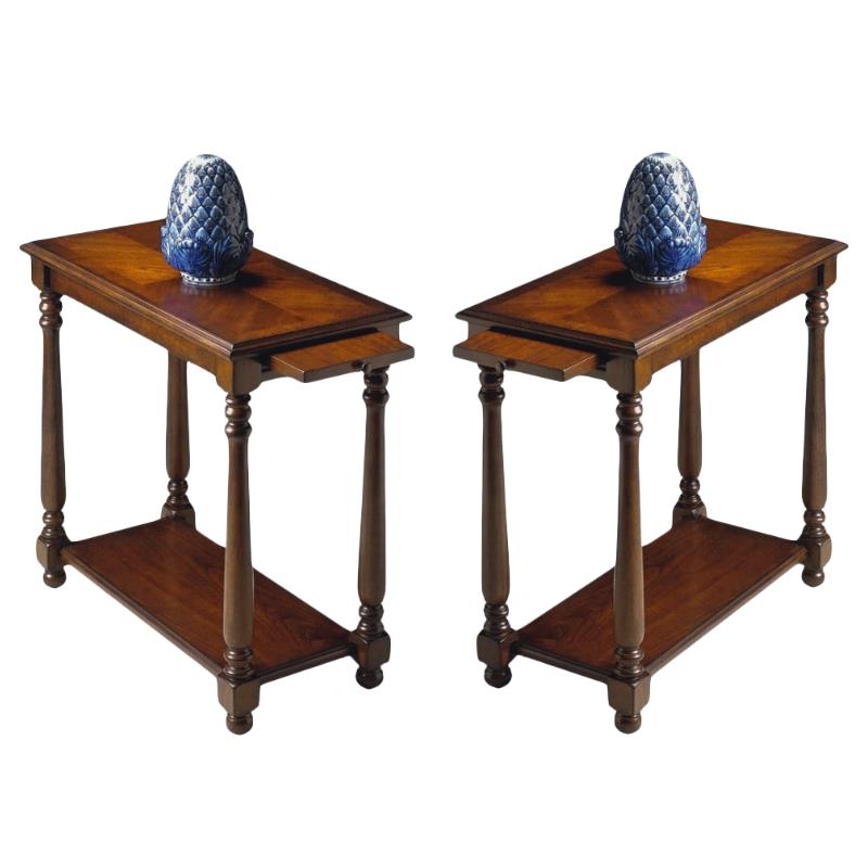 Home Square Traditional Chairside Table in Plantation Cherry - Set of 2