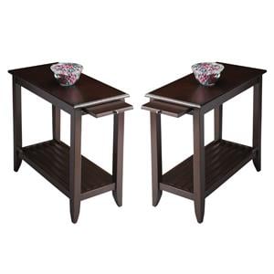 Home Square Transitional Chairside Table in Merlot - Set of 2