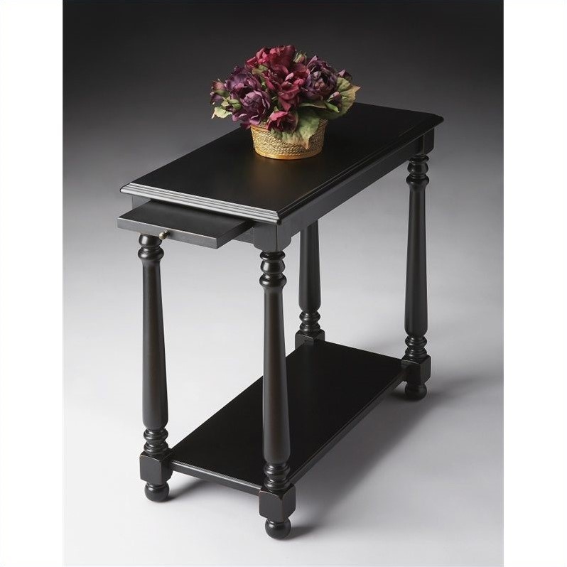 Home Square Chairside Table in Black Licorice - Set of 2
