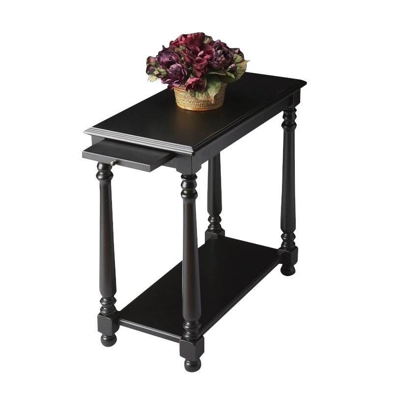 Home Square Chairside Table in Black Licorice - Set of 2