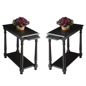Home Square Chairside Table in Black Licorice - Set of 2