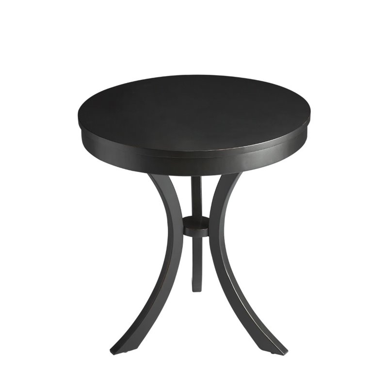 Home Square Round End Table in Black Licorice - Set of 2