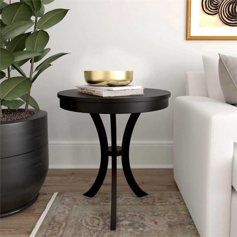 Home Square Round End Table in Black Licorice - Set of 2