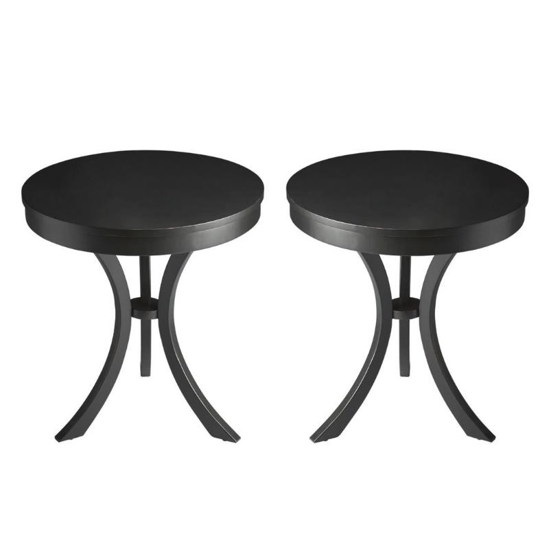 Home Square Round End Table in Black Licorice Set of 2 Cymax Business