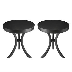 Home Square Round End Table in Black Licorice - Set of 2