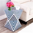 Home Square End Table in Blue and White - Set of 2