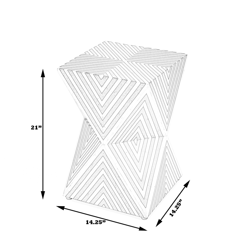 Home Square End Table in Blue and White - Set of 2